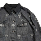 CROSS JACQUARD DENIM JACKET / BLACK
