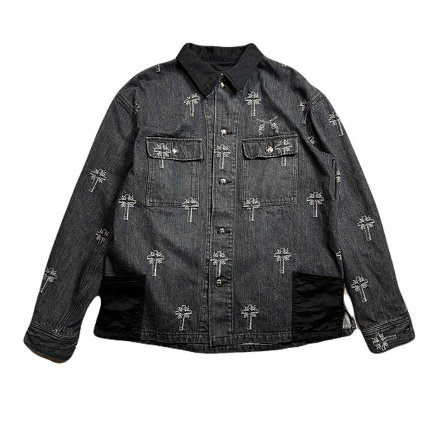CROSS JACQUARD DENIM JACKET / BLACK