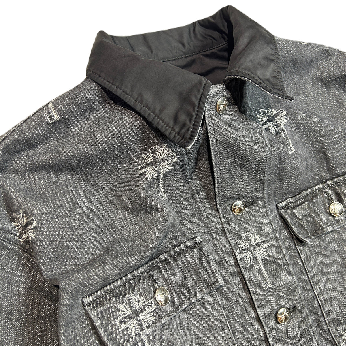 CROSS JACQUARD DENIM JACKET / BLACK