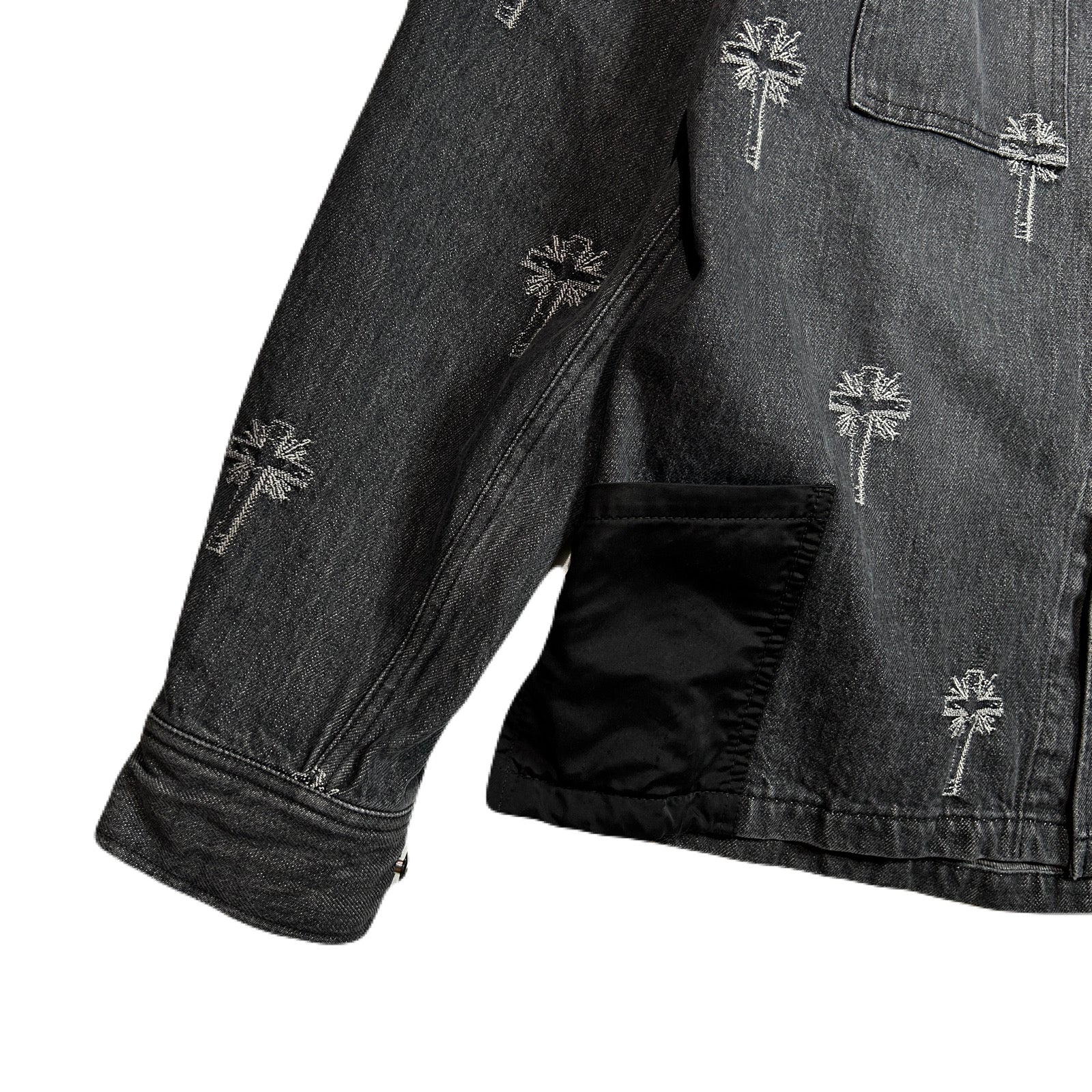 将图片加载到图库查看器，CROSS JACQUARD DENIM JACKET / BLACK