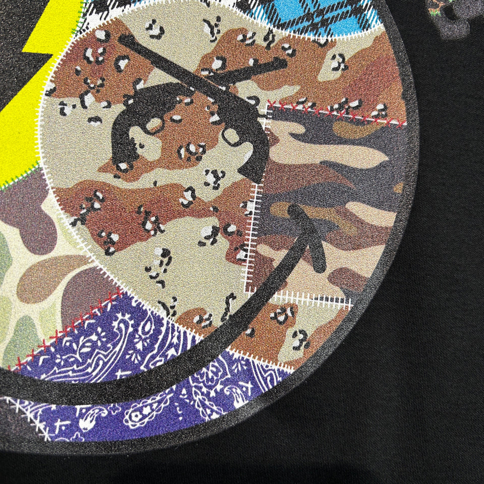 画像をギャラリービューアに読み込む, PATCHWORK SMILE T-SHIRT / BLACK