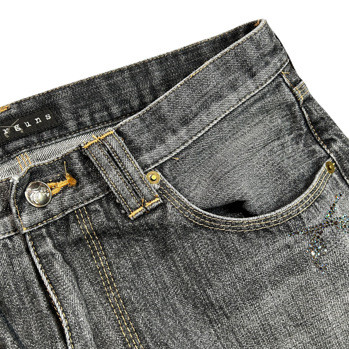 VINTAGE WASH SELVEDGE DENIM PANTS CROSSGUN / BLACK
