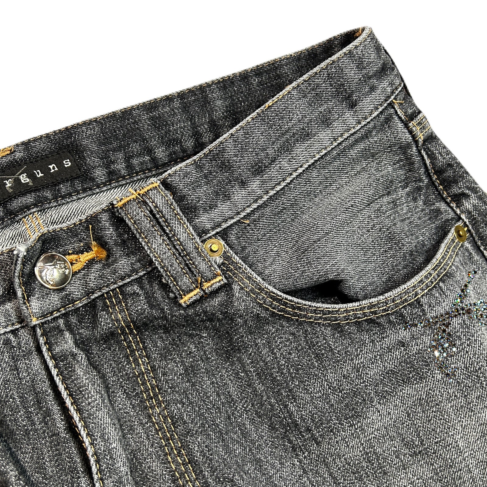 画像をギャラリービューアに読み込む, VINTAGE WASH SELVEDGE DENIM PANTS CROSSGUN / BLACK