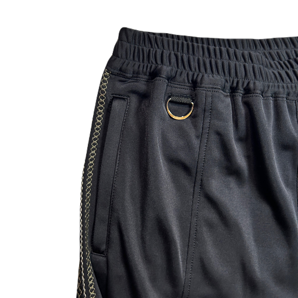 SATIN SIDE LINE PANTS  / BLACK