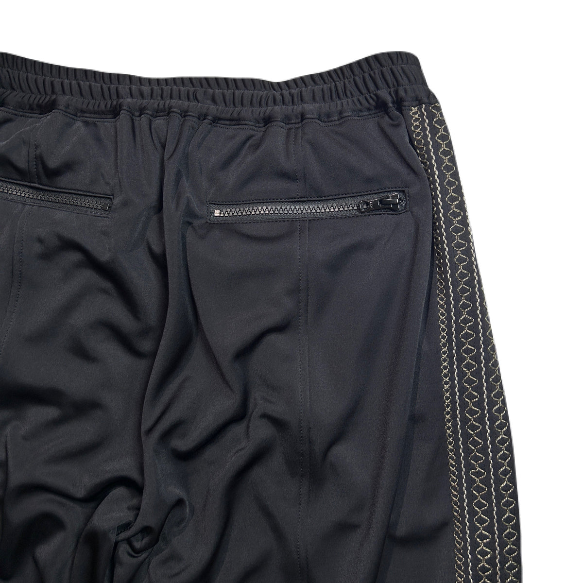 SATIN SIDE LINE PANTS  / BLACK