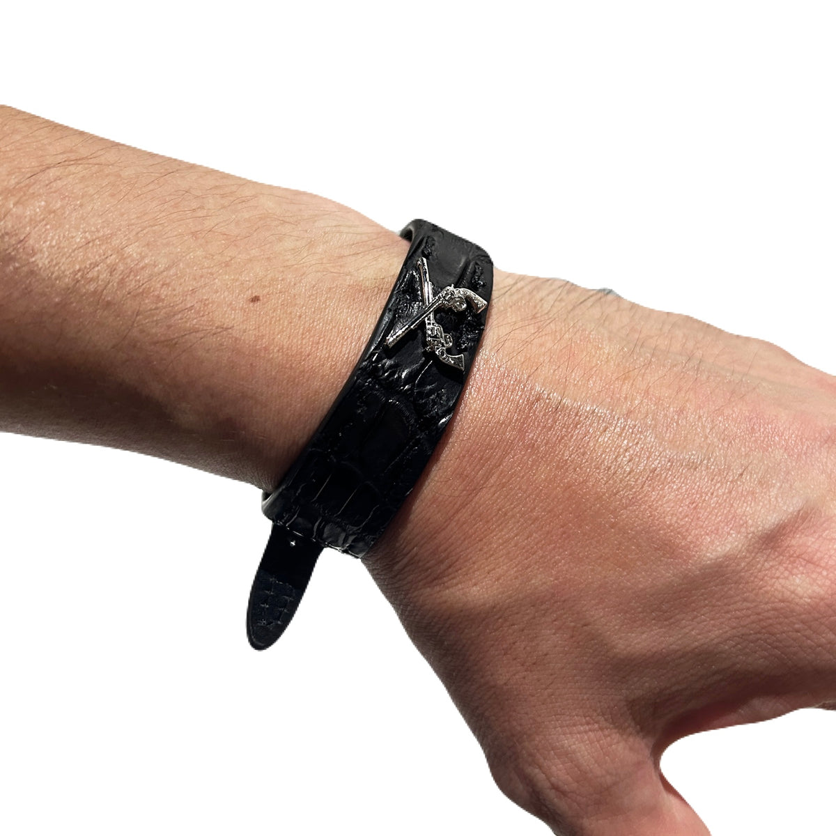 CROCODILE WRIST BAND CROSSGUN  / BLACK