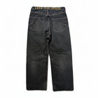 VINTAGE WASH DENIM WIDE PANTS / BLACK