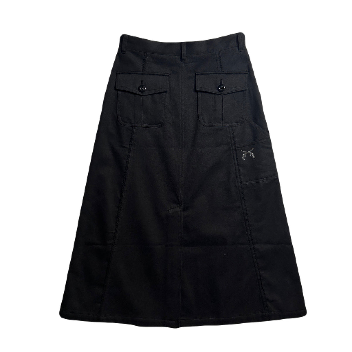 WOMEN BRUSHE DRILL SKIRT / BLACK