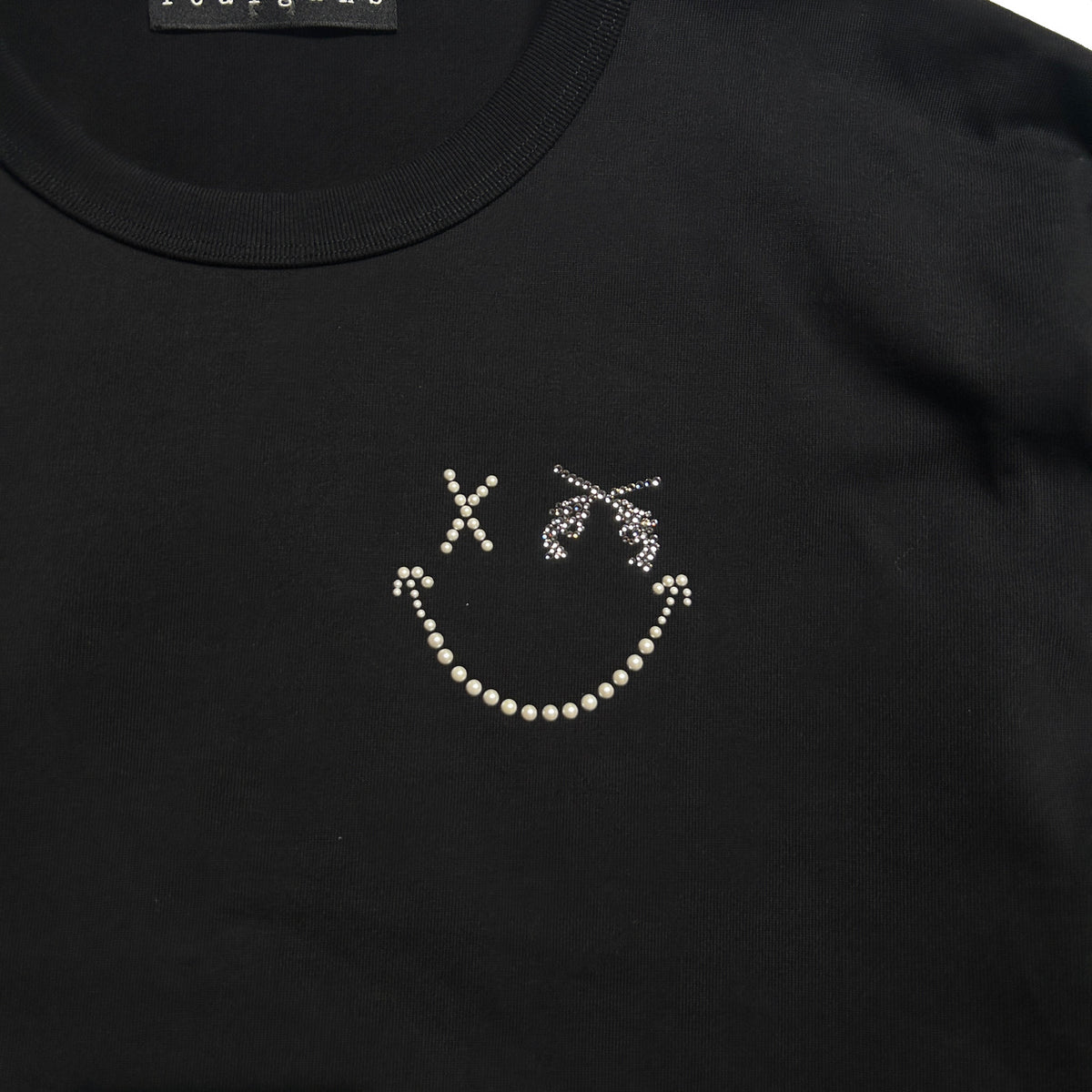 WOMEN SMILE CRYSTAL LONG SLEEVE T / BLACK