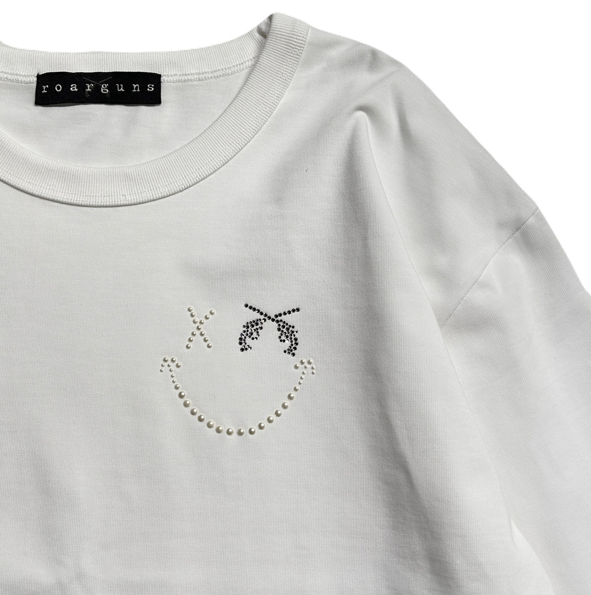 WOMEN SMILE CRYSTAL LONG SLEEVE T / WHITE