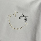 WOMEN SMILE CRYSTAL LONG SLEEVE T / WHITE
