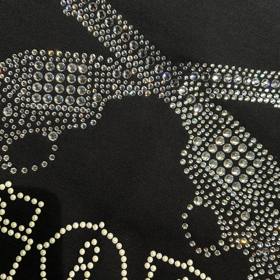 将图片加载到图库查看器，WOMEN GOD BLESS CRYSTAL CROSSGUN LONG SLEEVE T / BLACK