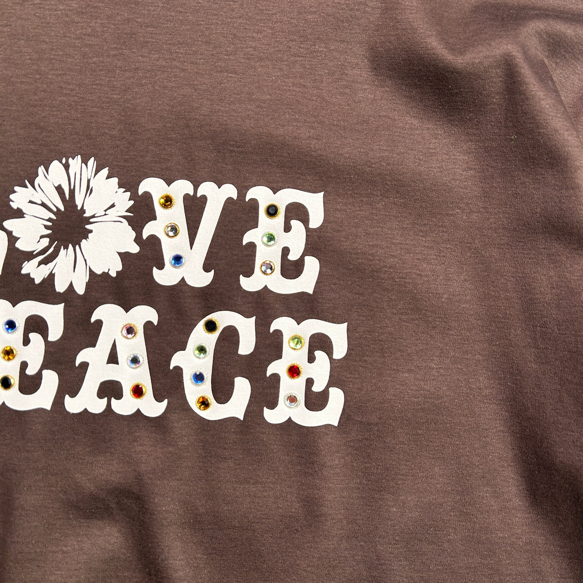 LOVE PEACE HOTFIX T-SHIRT / BROWN