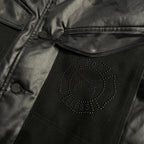 LEATHER SATIN JACKET / BLACK
