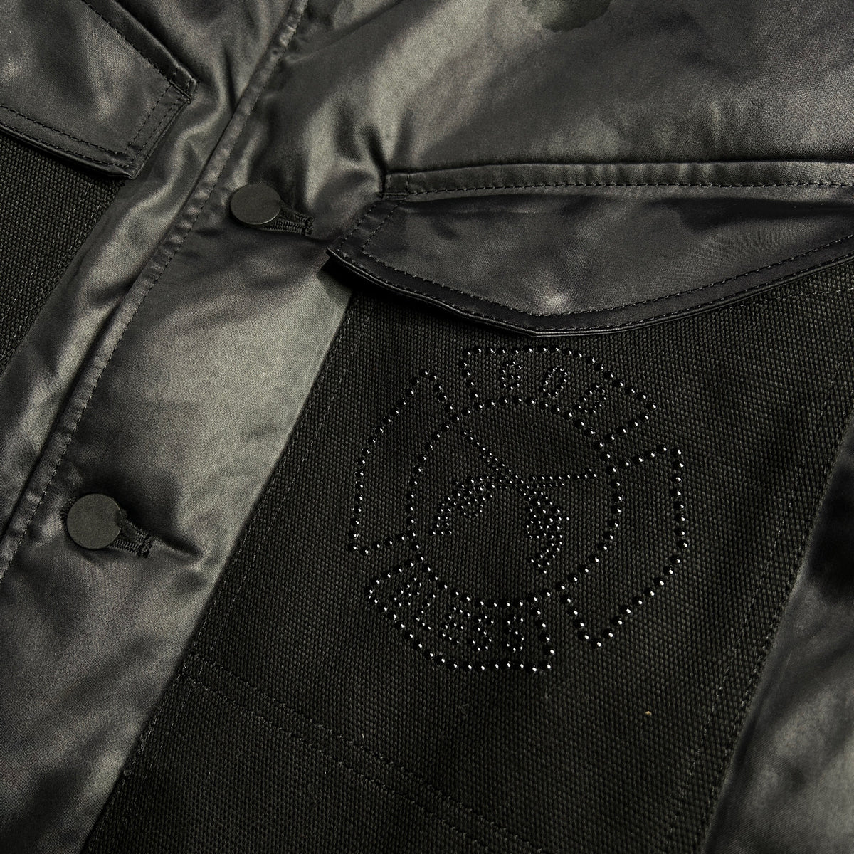 LEATHER SATIN JACKET / BLACK