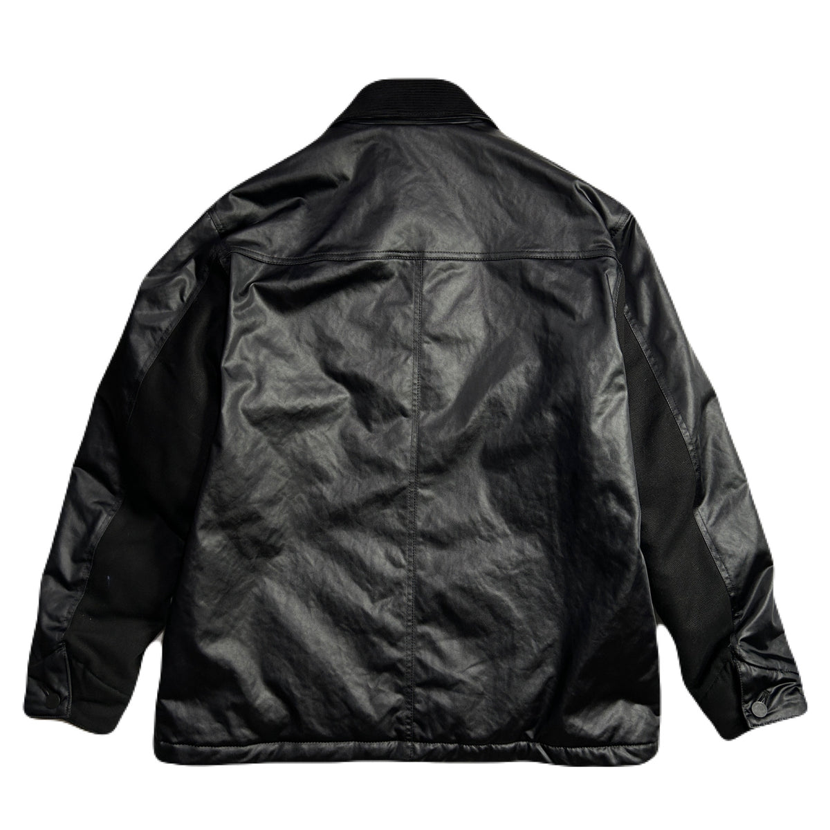 LEATHER SATIN JACKET / BLACK