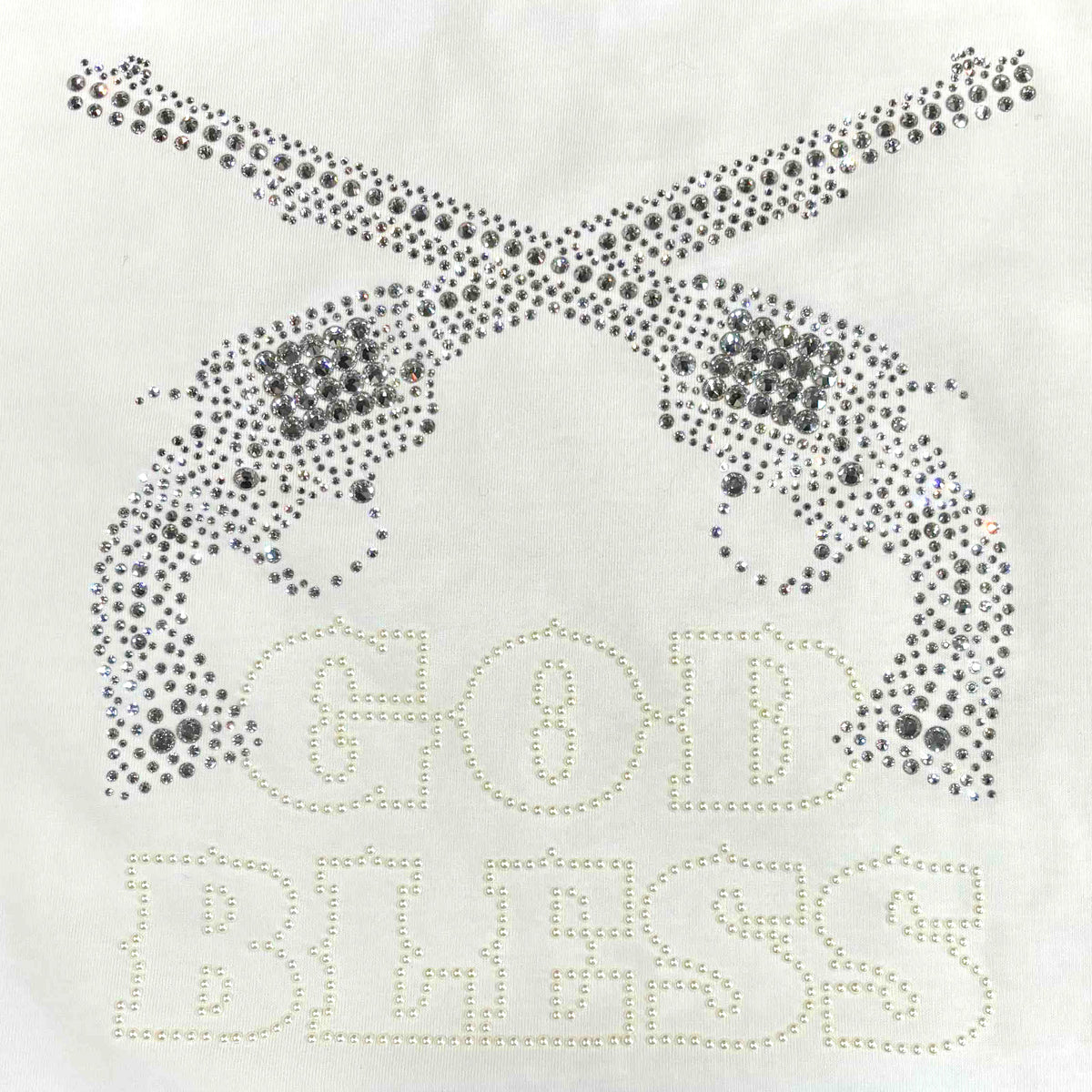 CRYSTAL CROSSGUN GOD BLESS T / WHITE