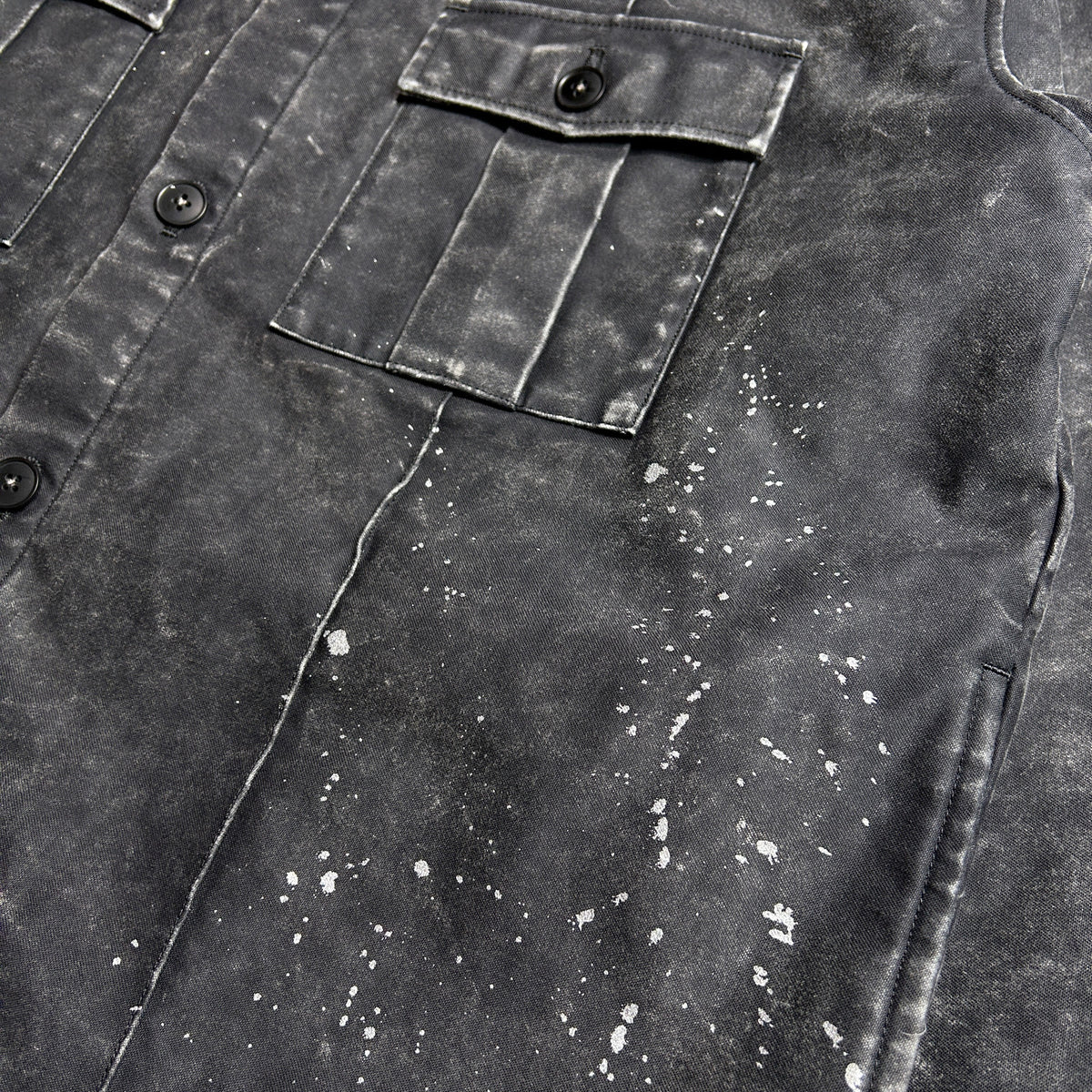 BACK SATIN SHIRT JACKET / BLACK