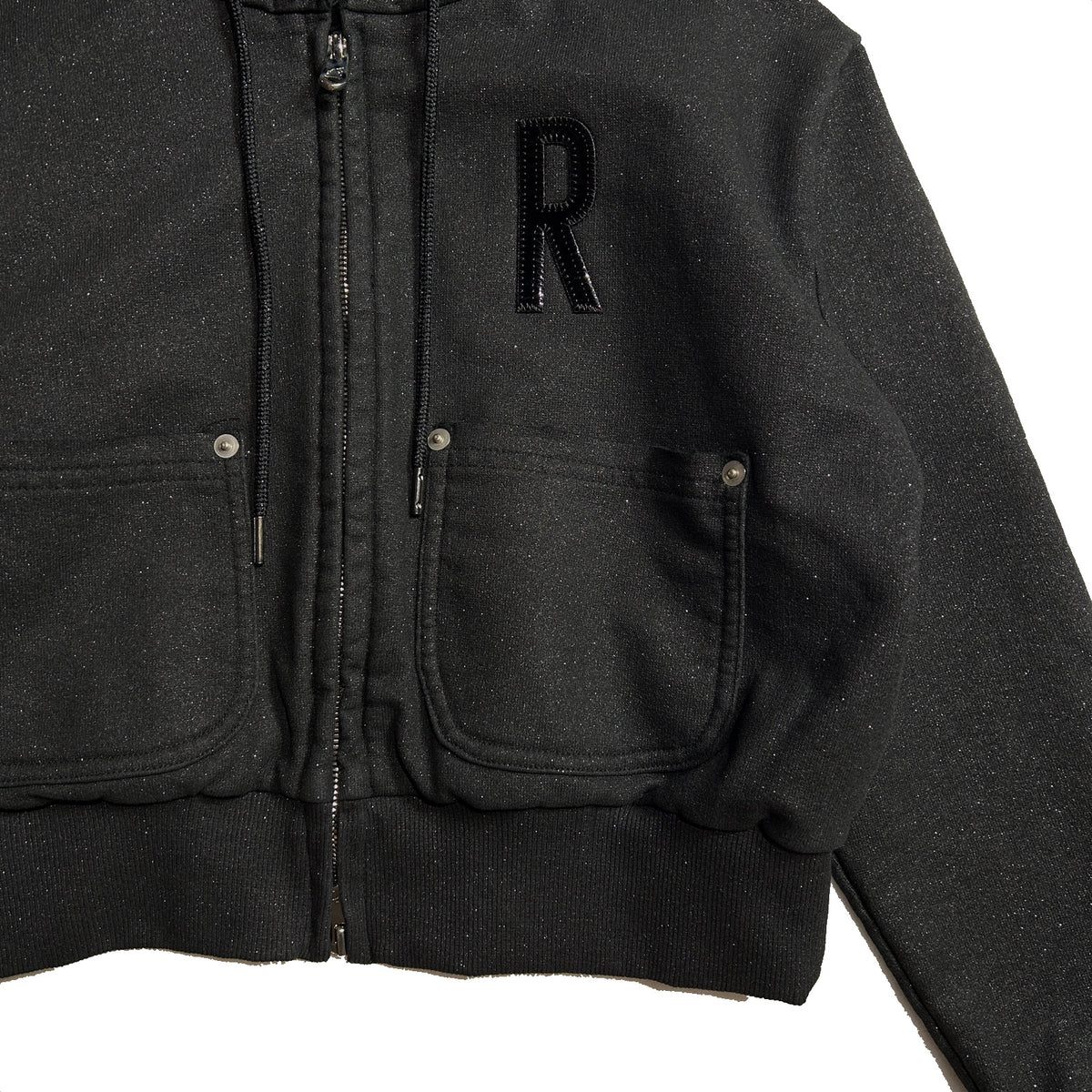 WOMEN LAME FLEECY HOODIE / BLACK