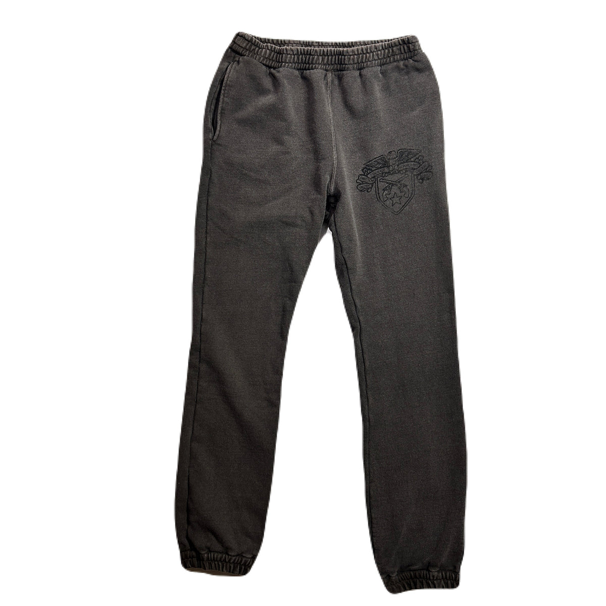 EMBLEM PRINT SWEAT PANTS / BROWN