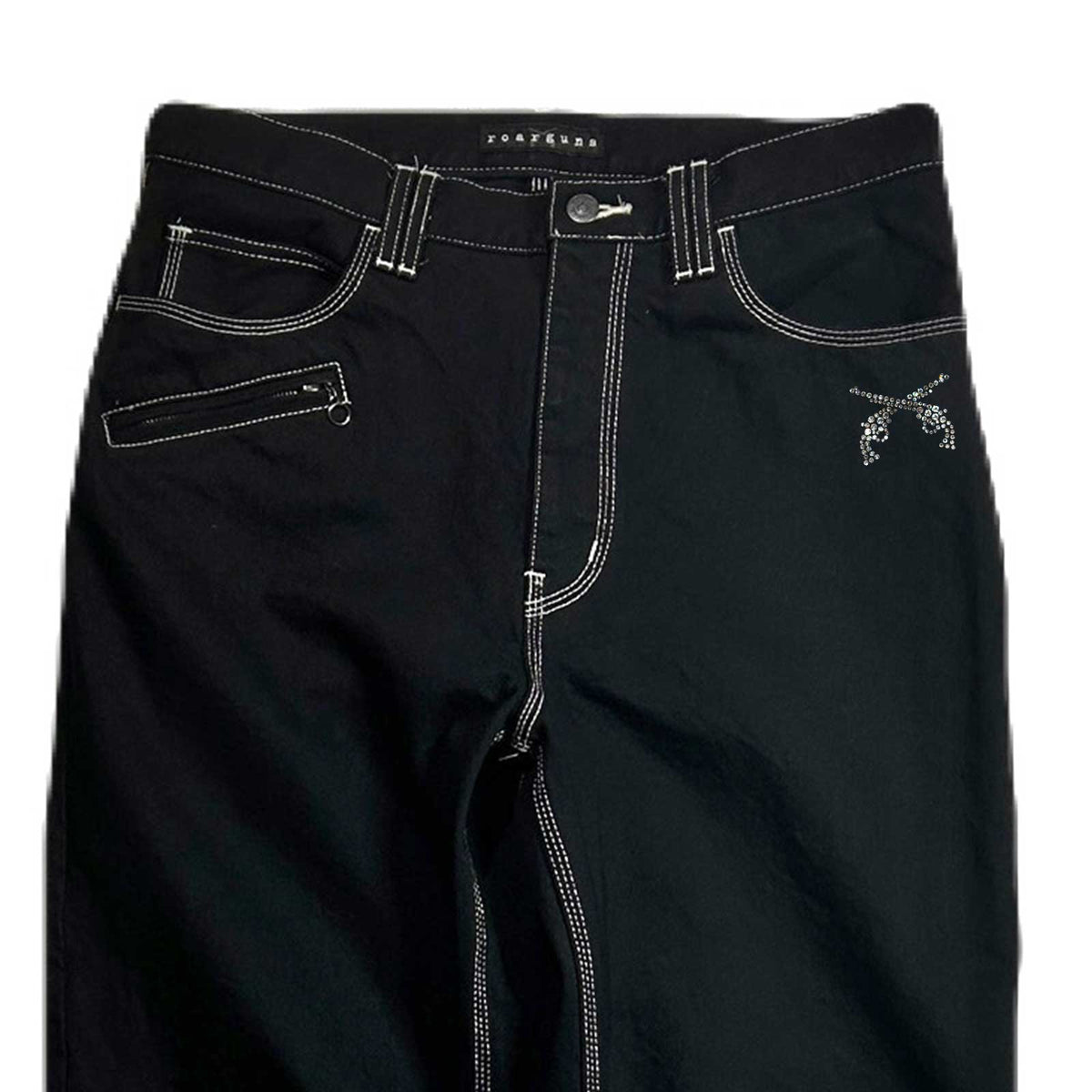 ONE WASH CRYSTAL DENIM PANTS  / BLACK*BLACK