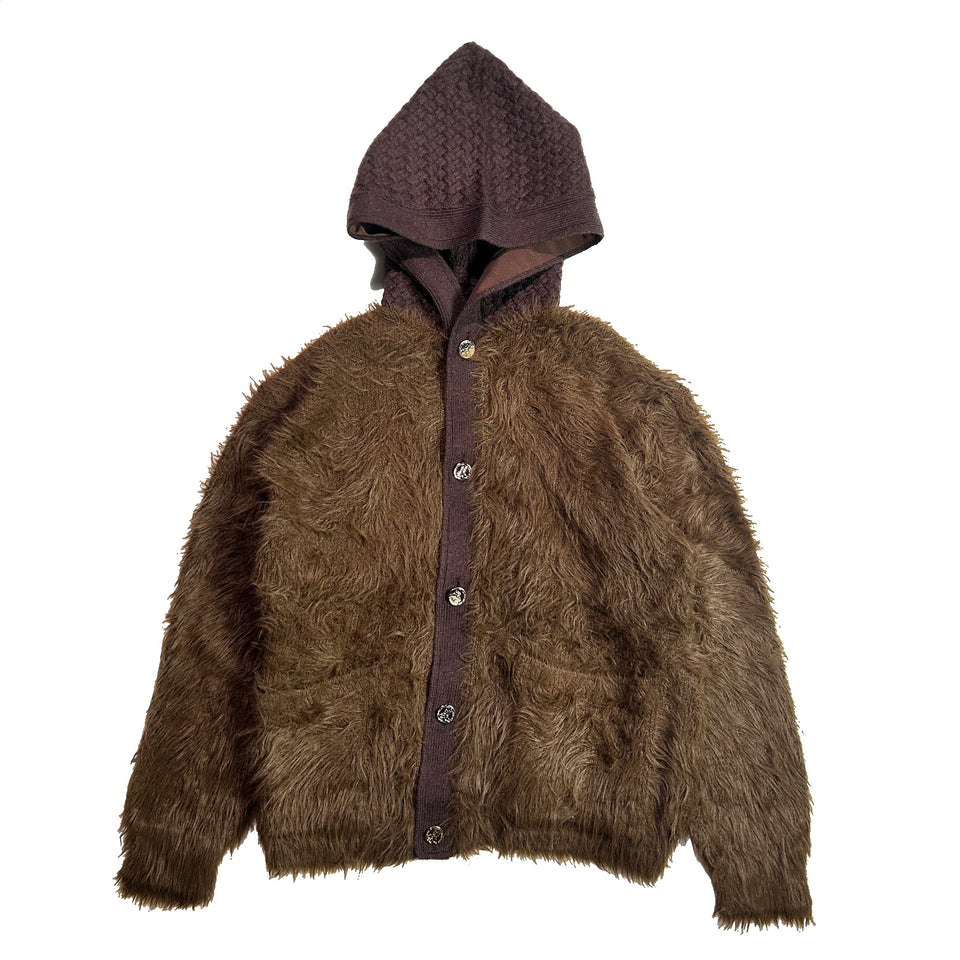 画像をギャラリービューアに読み込む, FAR BASKET KNIT HOODIE / BROWN