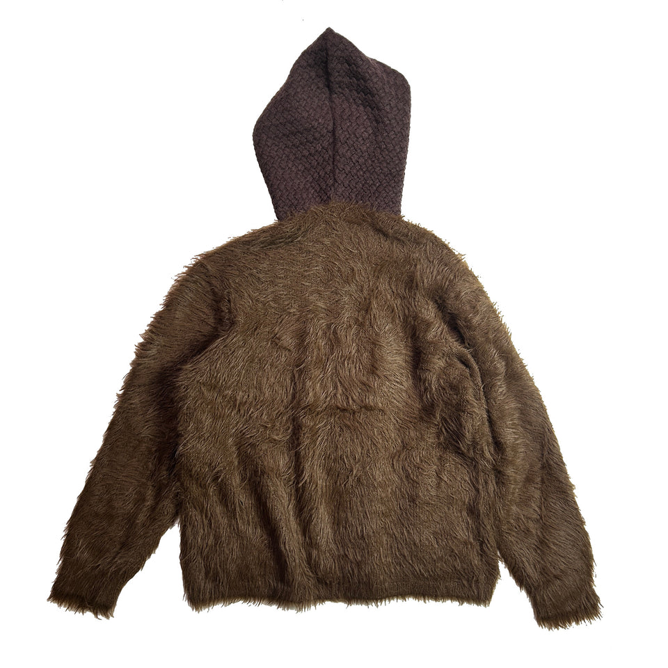 画像をギャラリービューアに読み込む, FAR BASKET KNIT HOODIE / BROWN