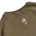 CROSS EMBROIDERY HEAVY WAFFLE / KHAKI