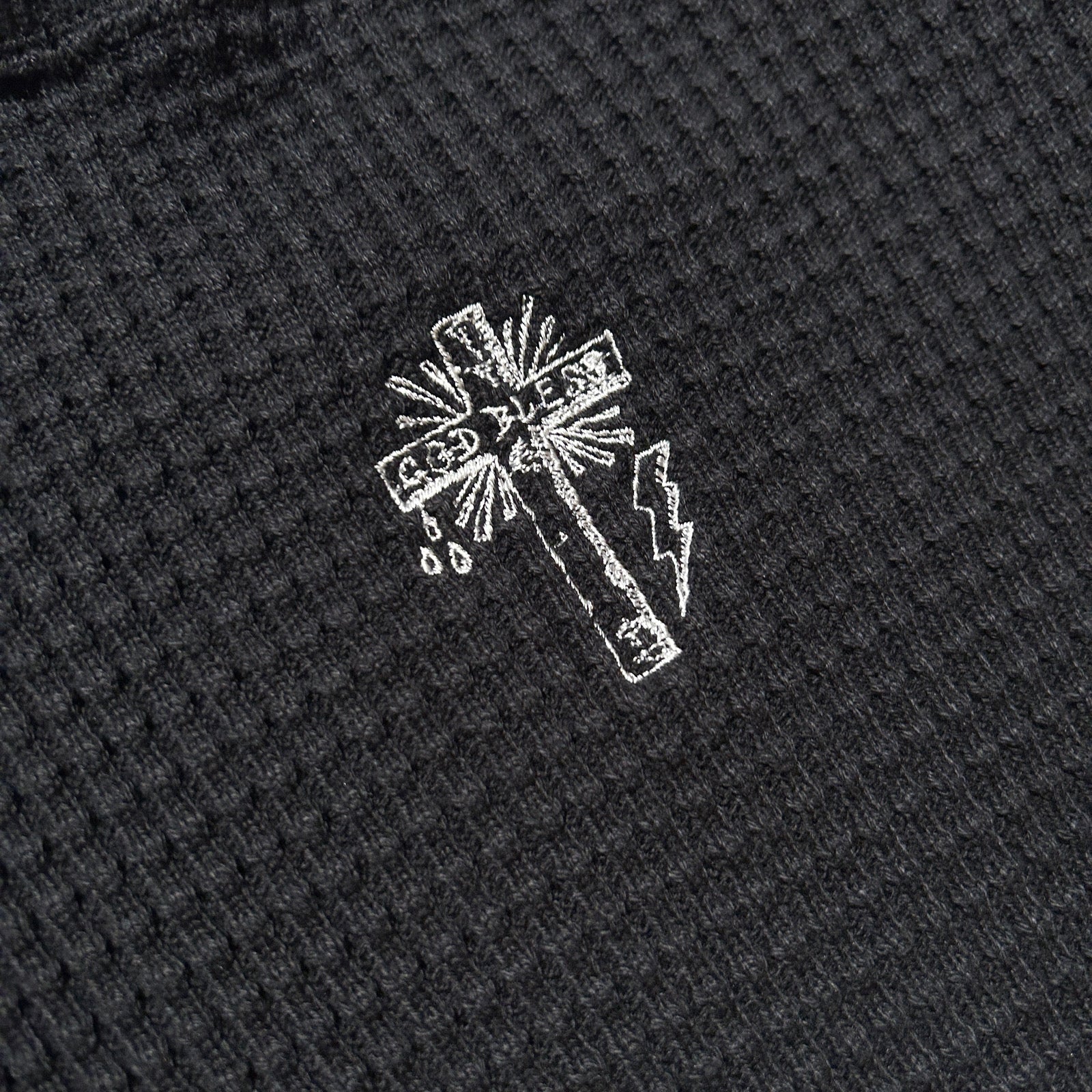 画像をギャラリービューアに読み込む, CROSS EMBROIDERY HEAVY WAFFLE / BLACK