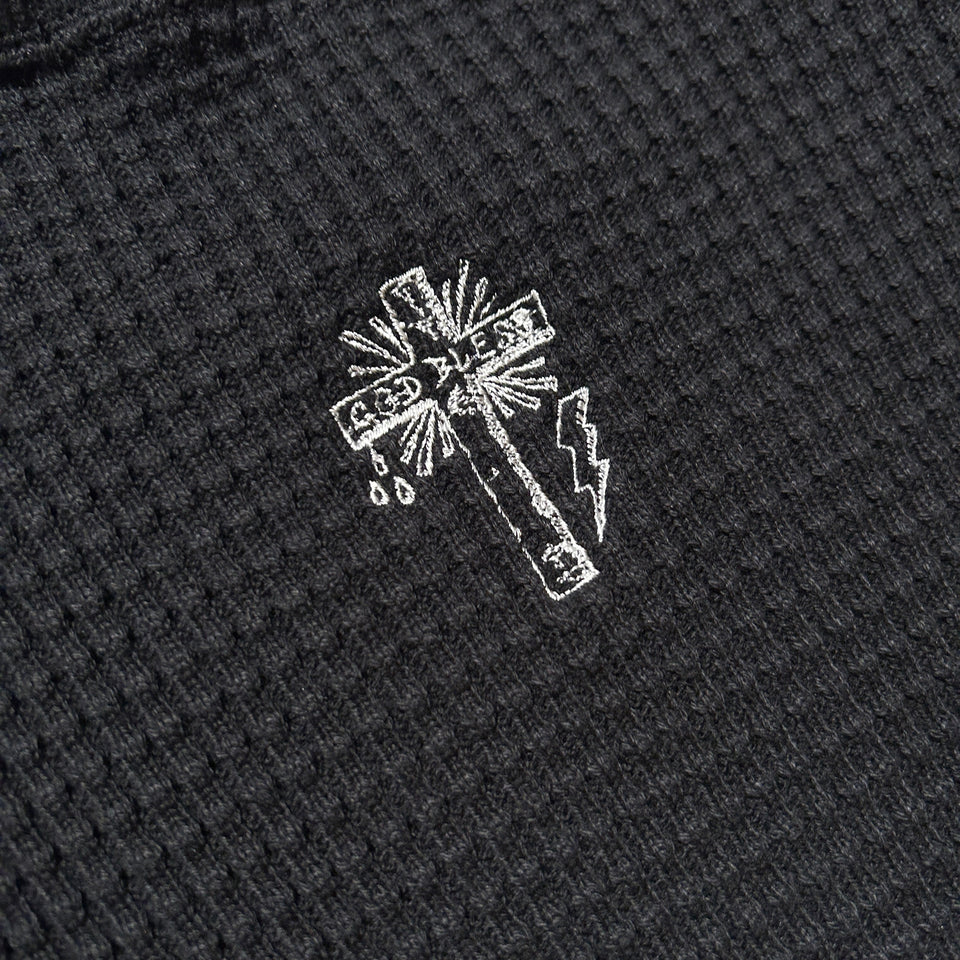 画像をギャラリービューアに読み込む, CROSS EMBROIDERY HEAVY WAFFLE / BLACK