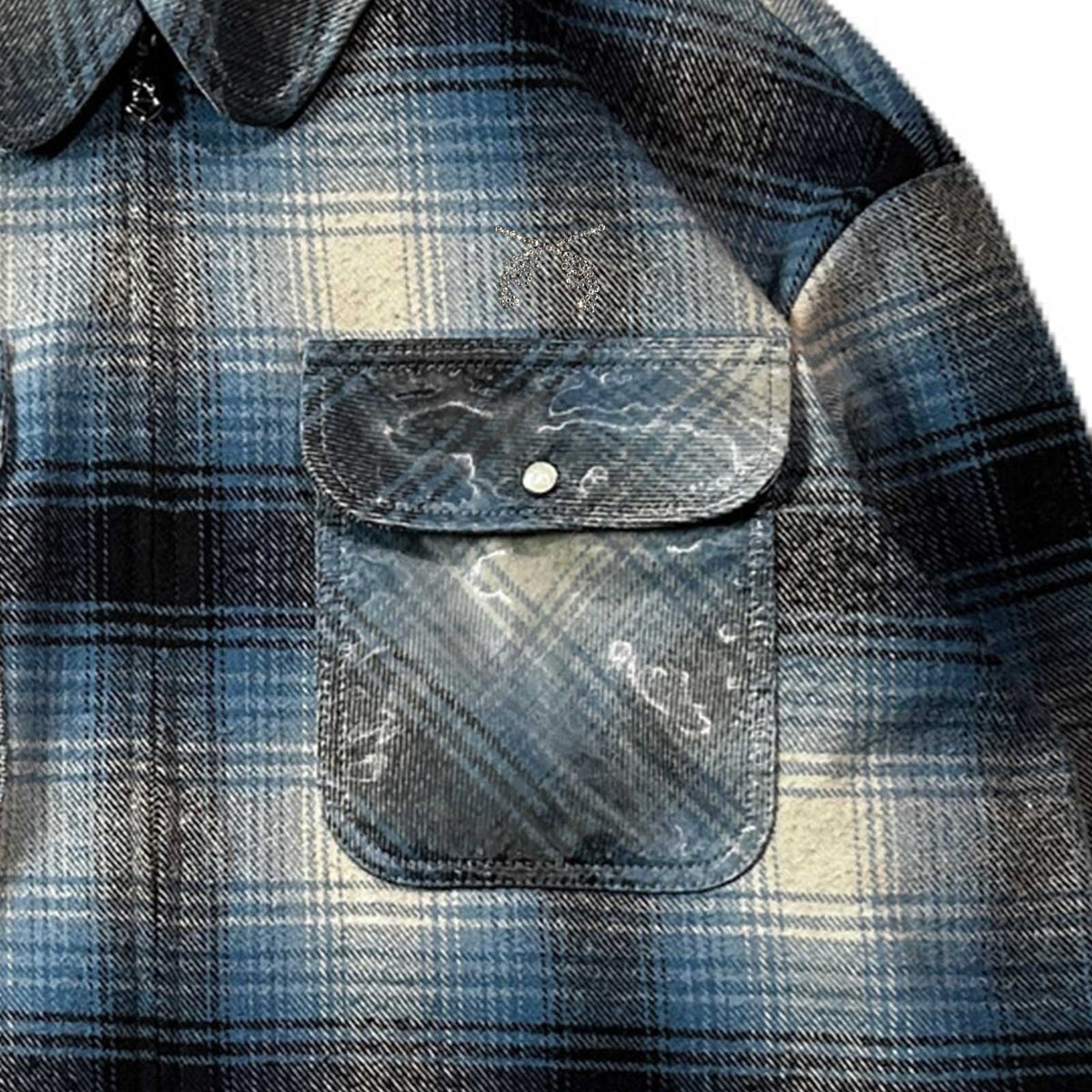 WOMENS SILK CHECK JACKET / SAX BLUE