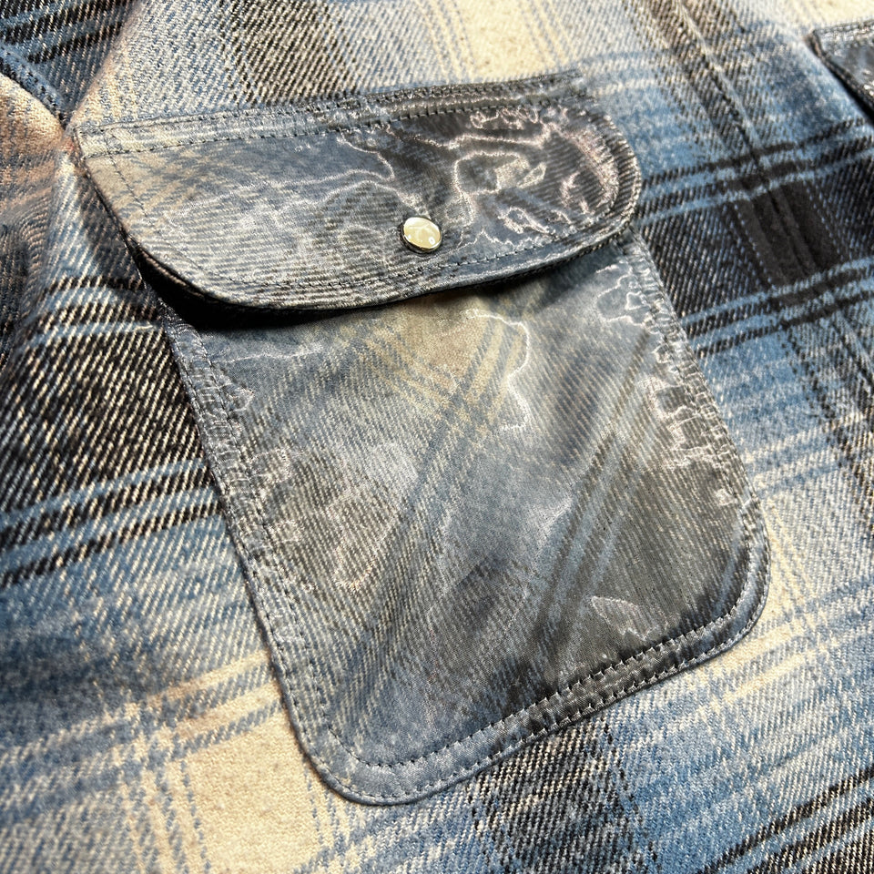 画像をギャラリービューアに読み込む, WOMENS SILK CHECK JACKET / SAX BLUE