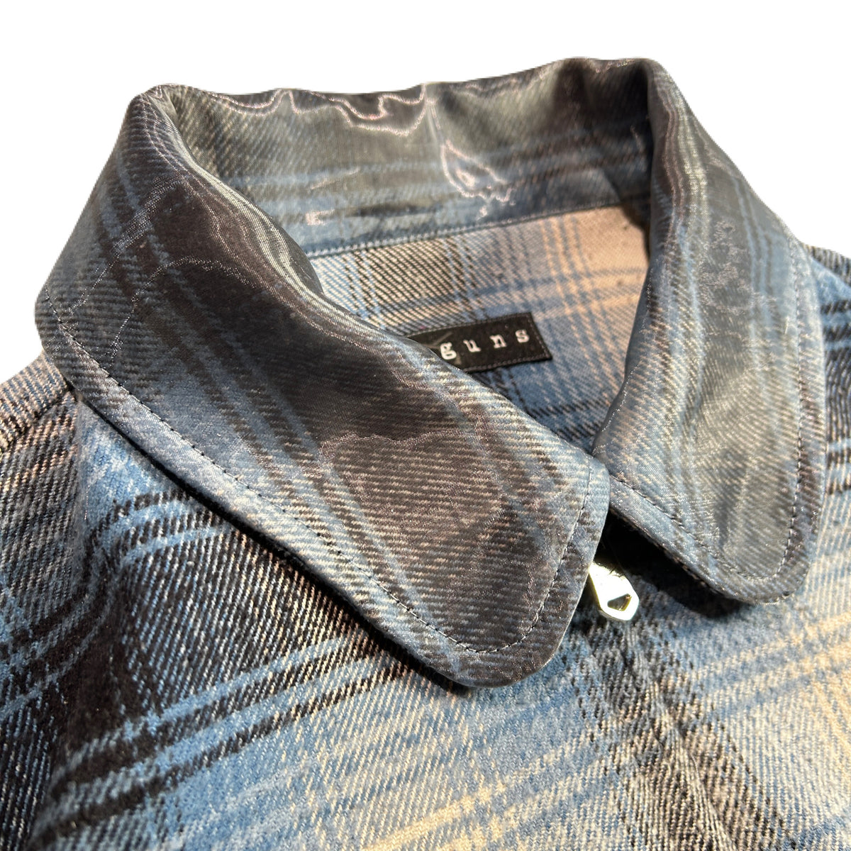 WOMENS SILK CHECK JACKET / SAX BLUE