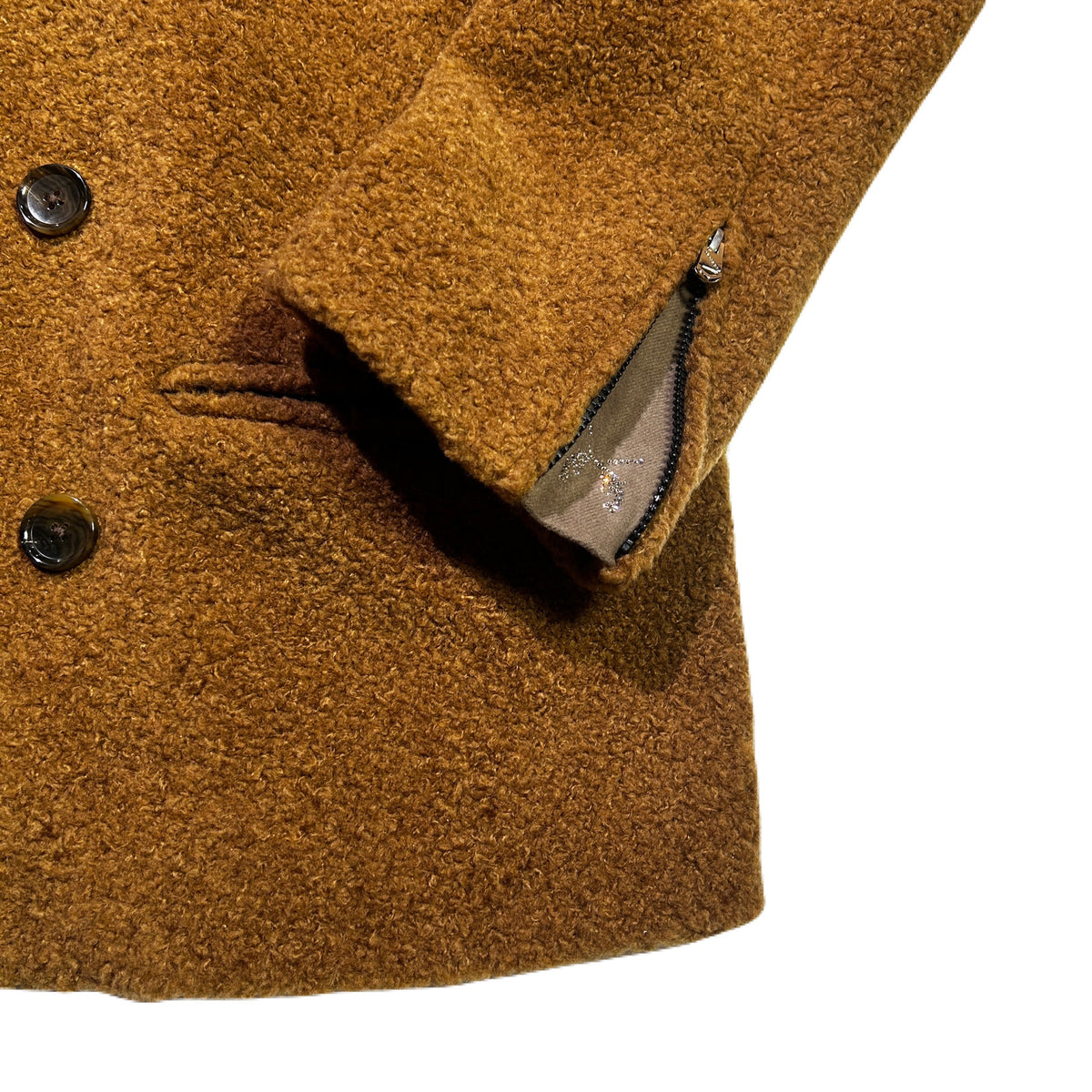 POODLE FUR HORN TOGGLE P-COAT / BROWN