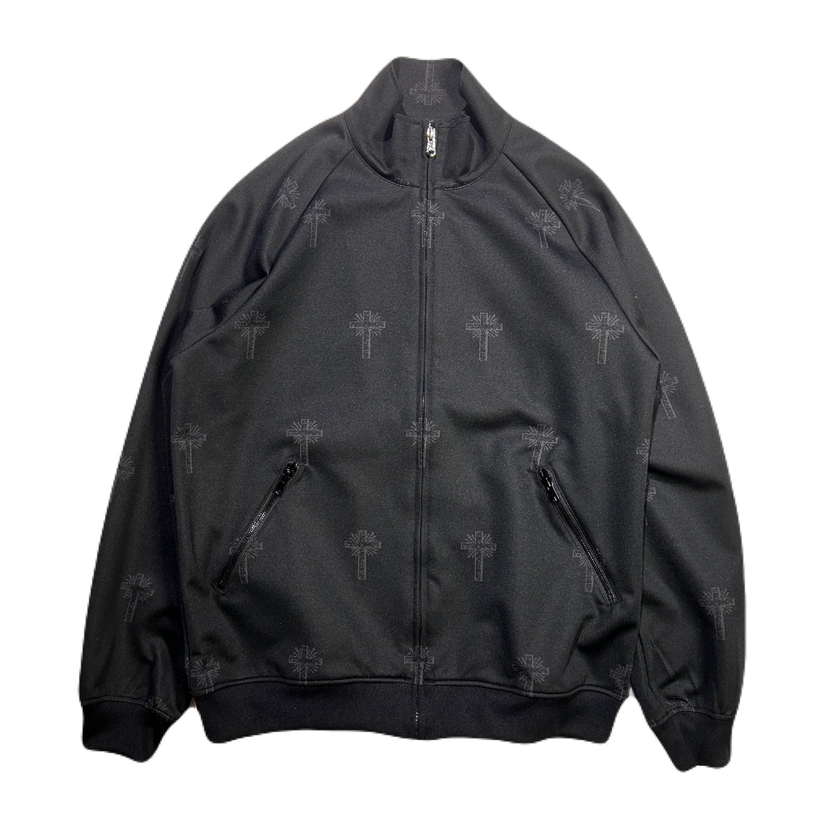 CROSS JACQUARD JERSEY TRACK JACKET / BLACK