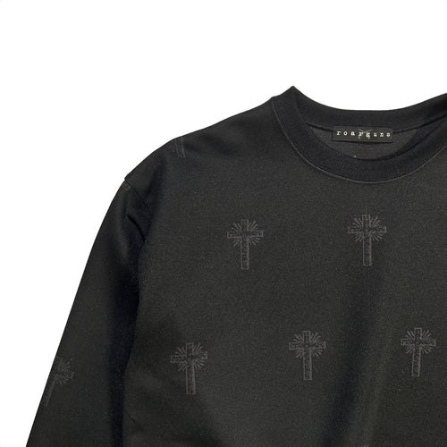 CROSS JACQUARD JERSEY SWEATER / BLACK