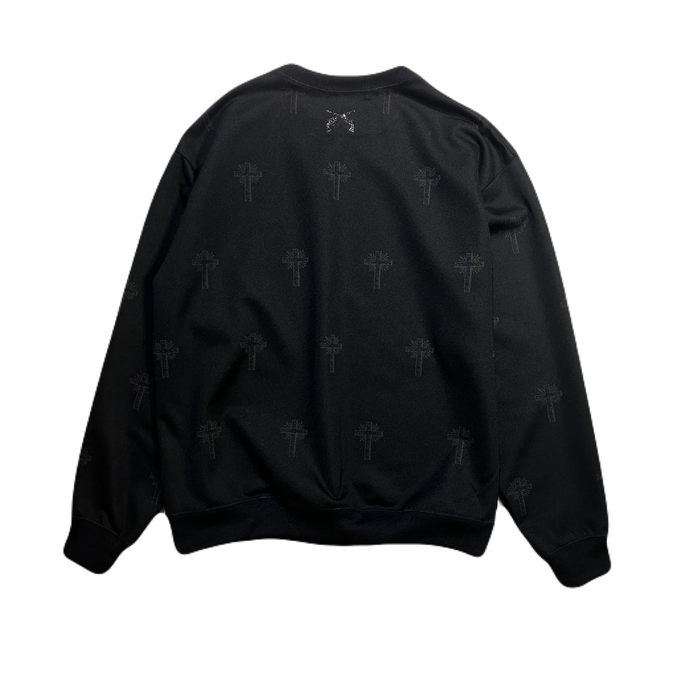 画像をギャラリービューアに読み込む, CROSS JACQUARD JERSEY SWEATER / BLACK