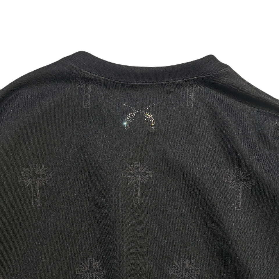 画像をギャラリービューアに読み込む, CROSS JACQUARD JERSEY SWEATER / BLACK