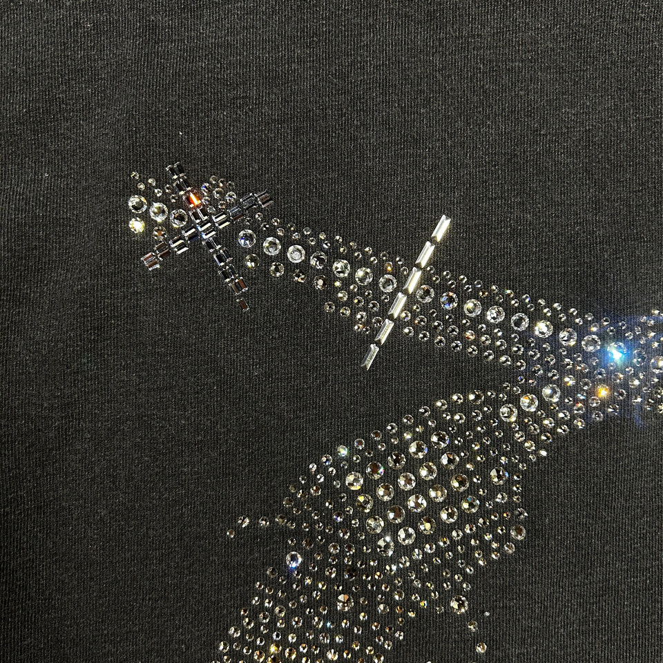 画像をギャラリービューアに読み込む, CROSSGUN ALL CRYSTAL L/S T-SHIRT / BLACK