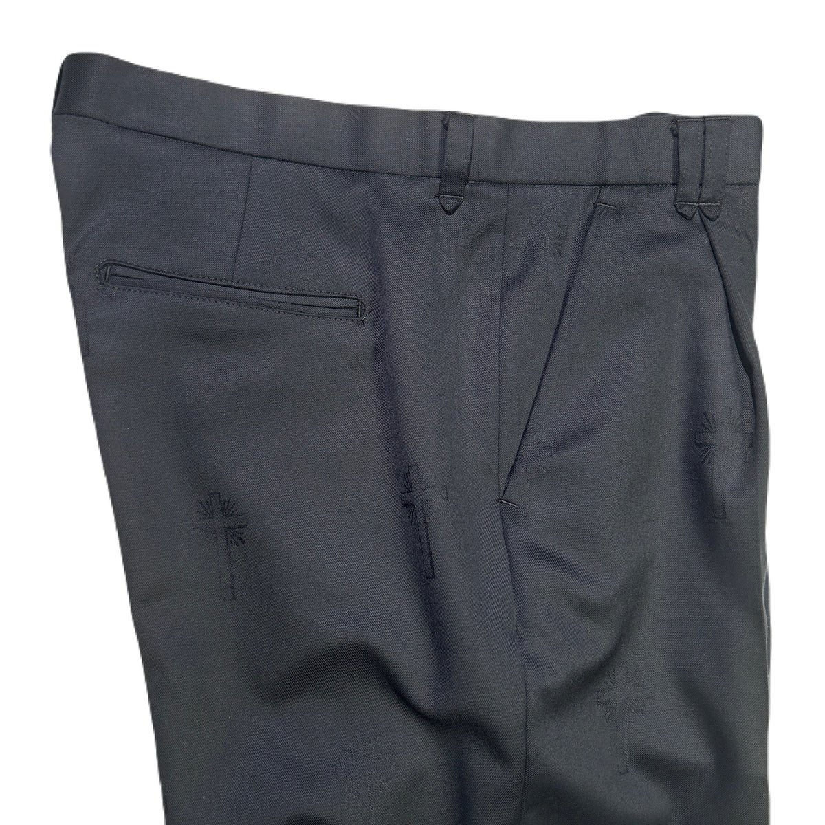 CROSS JACQUARD WOOL PANTS / BLACK