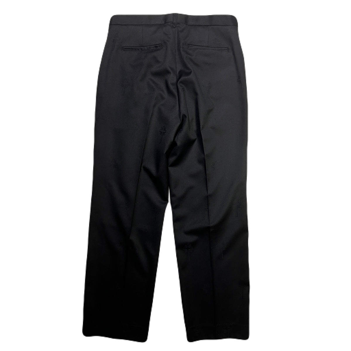 CROSS JACQUARD WOOL PANTS / BLACK