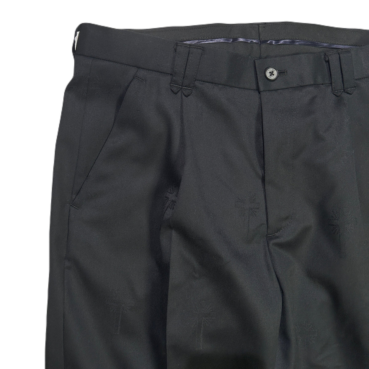 CROSS JACQUARD WOOL PANTS / BLACK