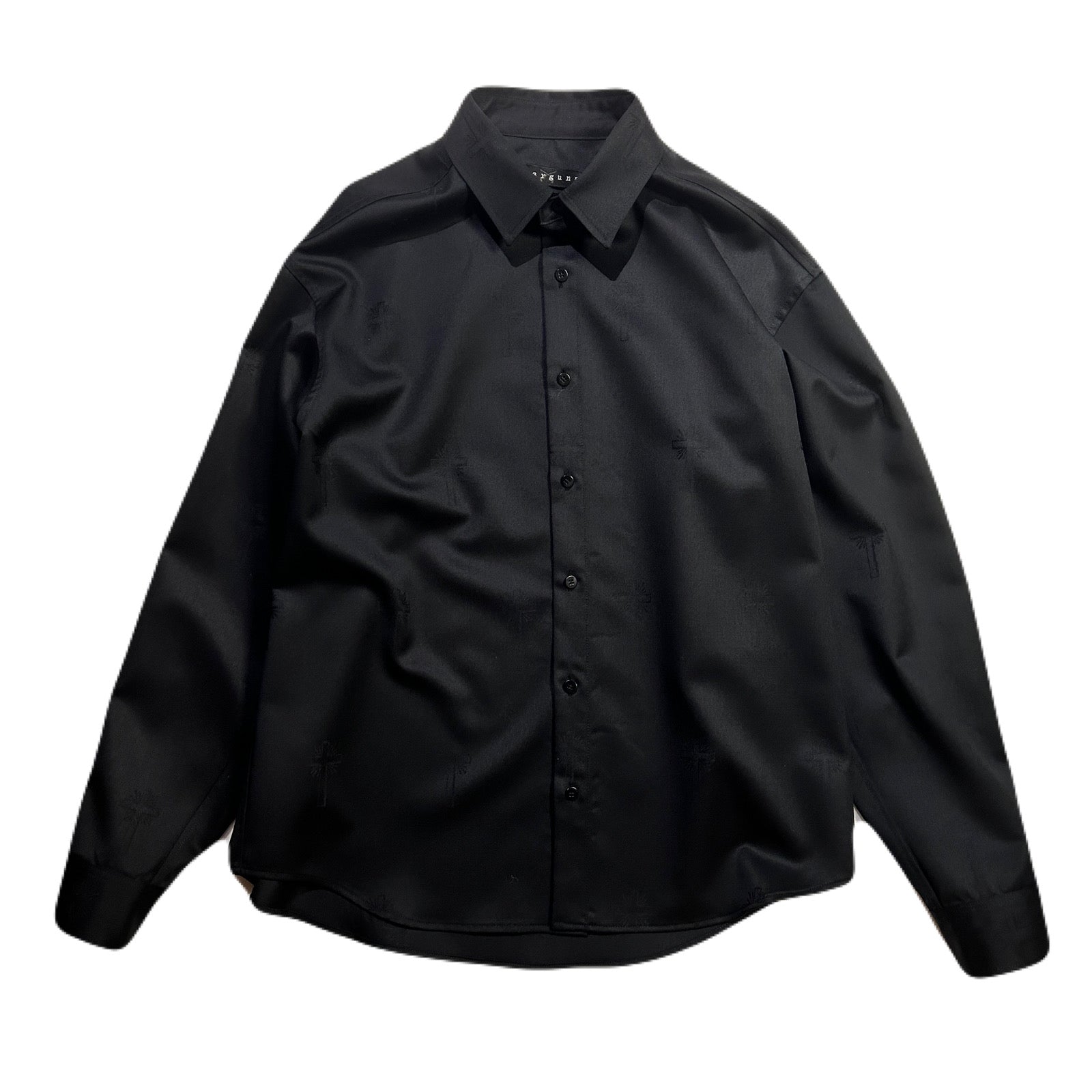画像をギャラリービューアに読み込む, CROSS JACQUARD WOOL SHIRT / BLACK