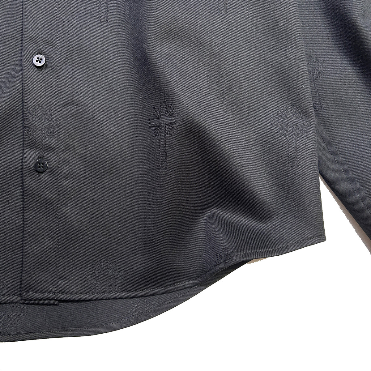 CROSS JACQUARD WOOL SHIRT / BLACK