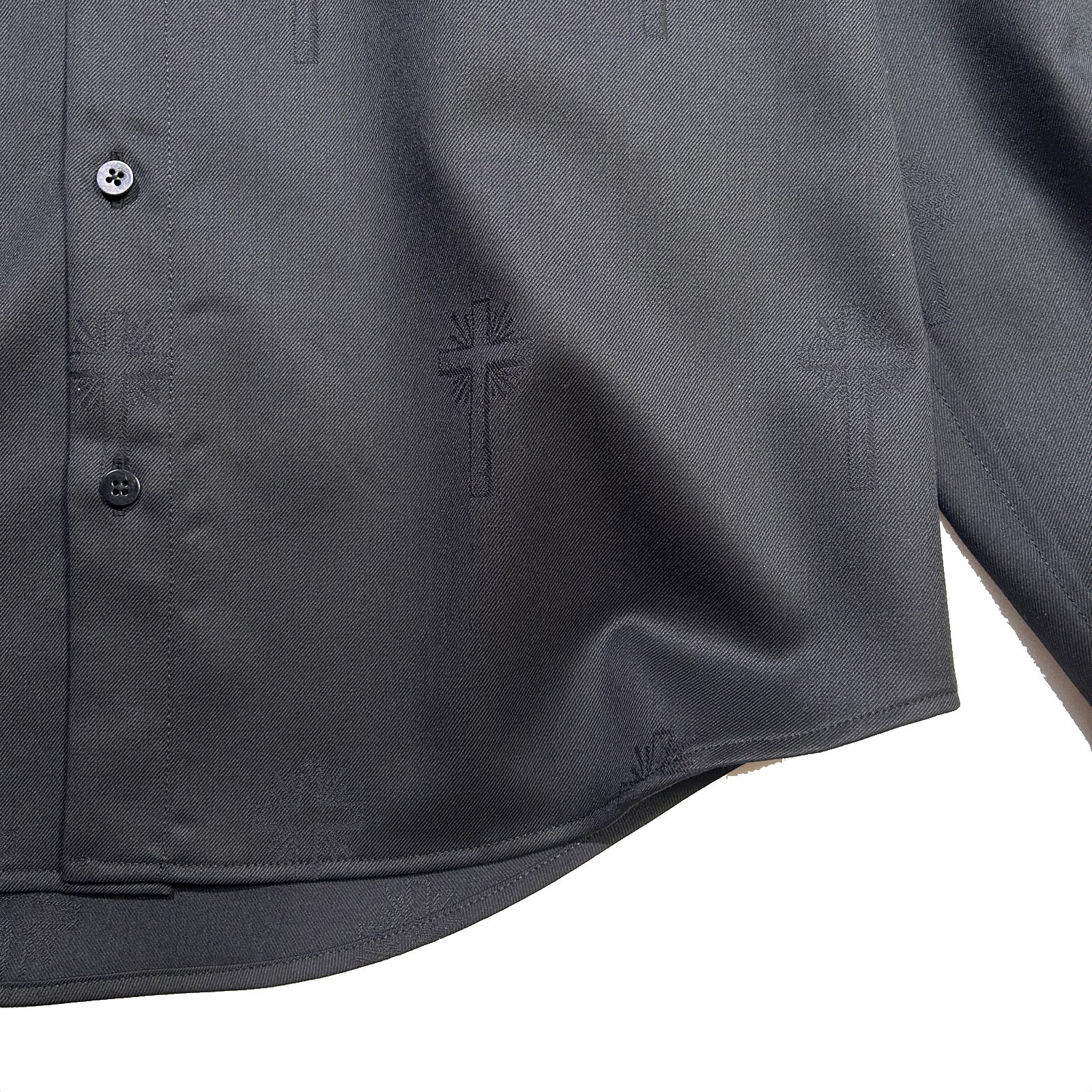 画像をギャラリービューアに読み込む, CROSS JACQUARD WOOL SHIRT / BLACK