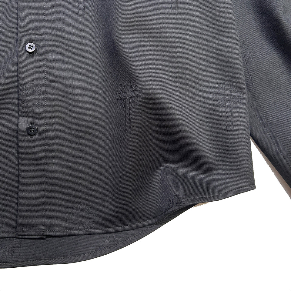 画像をギャラリービューアに読み込む, CROSS JACQUARD WOOL SHIRT / BLACK
