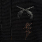 PATCH WAFFLE HOODIE / BLACK