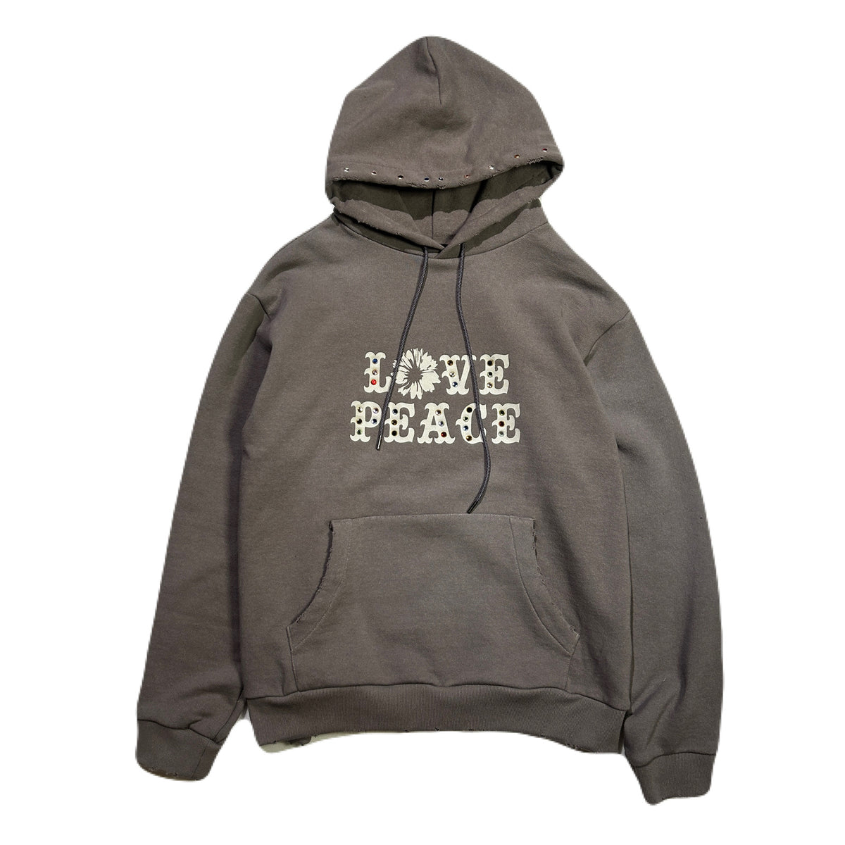 LOVE AND PEACE STONE NAIL HOODIE / GRAY