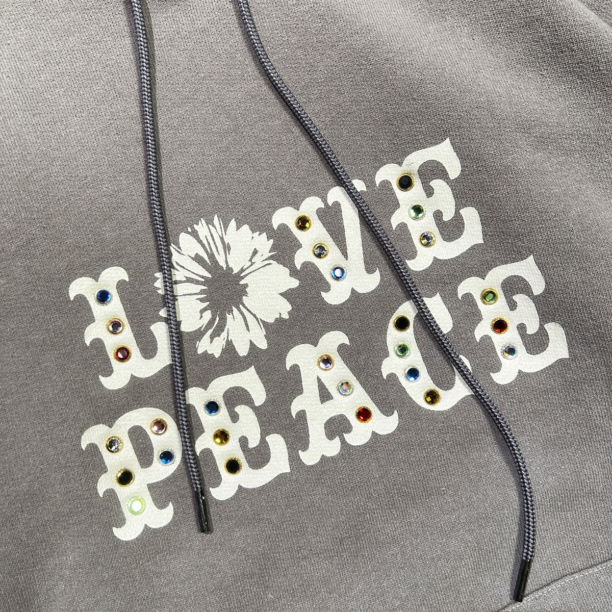 LOVE AND PEACE STONE NAIL HOODIE / GRAY