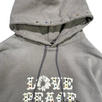 LOVE AND PEACE STONE NAIL HOODIE / GRAY